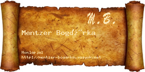 Mentzer Bogárka névjegykártya